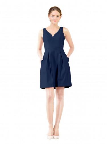 Discount V-Neck A-Line Satin Bridesmaid Dress with Pockets