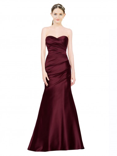 Discount Mermaid Sweetheart Soft Satin Bridesmaid Dress with Pleats