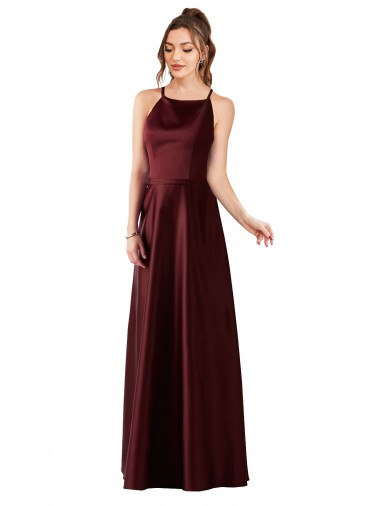 Discount Sleek Satin Bridesmaids Dress with Pockets