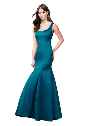 Discount Long Sleek Satin Bridesmaid Dress with U-Back
