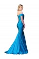 Off the Shoulder Long Chapel Train Luxe Satin Bridesmaid Dress