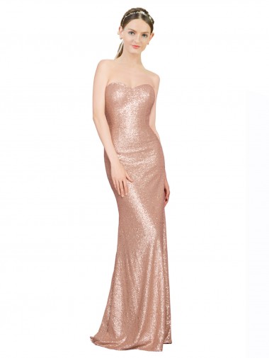 Discount Sweetheart Full Length Long Sequin Bridesmaid Dress