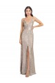 V-Neck Fully Sequin Bridesmaid Dress with V-Back and Front Slit