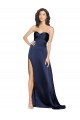 Knotted Sweetheart Silky Satin Bridesmaid Dress with High Side Split