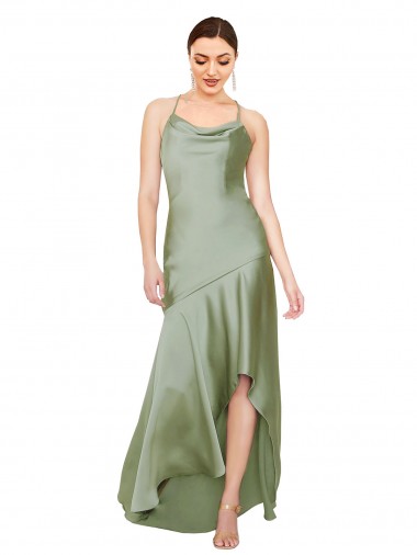Discount Silky Satin Bridesmaid Dress with Bias Cut Skirt