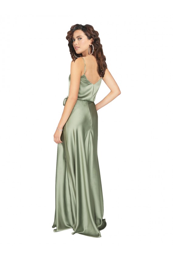 Silky Satin Bridesmaid Dress with Tied Waist