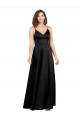 Silky Satin Floor-Length Long Bridesmaid Dress with V-Neckline