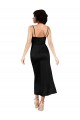Cowl Neck Tea-Length Short Silky Satin Bridesmaid dress with Skirt Slit