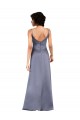 Full Length V-Neckline Silky Satin Bridesmaid Dress with Spaghetti Straps