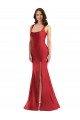 Square Neck Silky Satin Mermaid Bridesmaid Dress with Side Slit