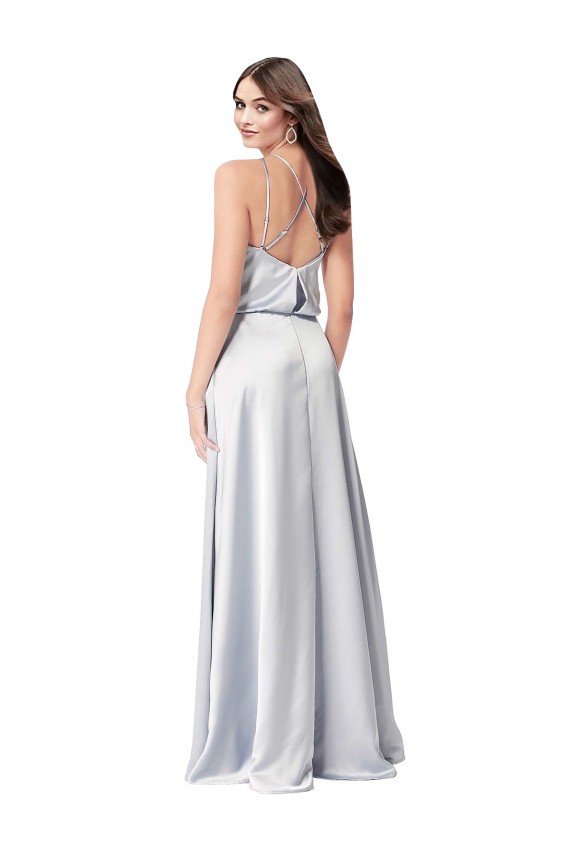 Halter Neck Silky Satin Bridesmaid Dress with Strappy Back