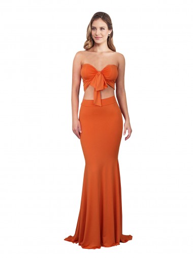 Discount Strapless Bandeau Bodice Long Spandex Bridesmaid Dress
