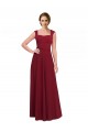 Square Neck Subtle Cap Sleeeves Crepe Bridesmaid Dress