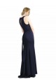 High Neck Sheath Long Crepe Bridesmaid Dress