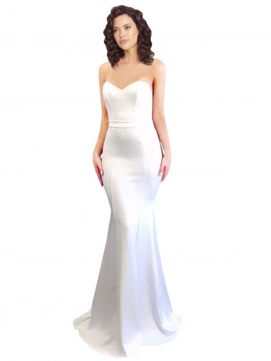 Discount Sweetheart Strapless High Neck Long Crepe Bridesmaid Dress