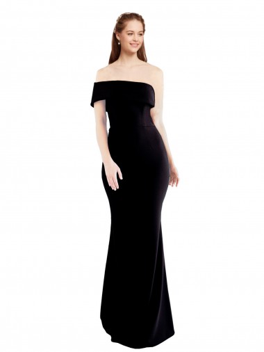 Discount Asymmetrical Draped Off the Shoulder Banded Crepe Bridesmaid Dress