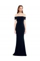 Off the Shoulder Fitted Crepe Bridesmaid Dress with Back Cut Out