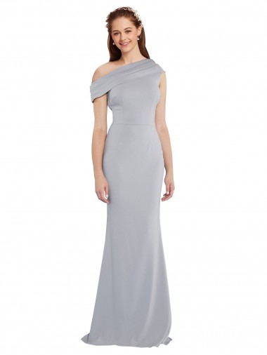 Discount Off the Shoulder Asymmetrical Mermaid Crepe Bridesmaid Dress