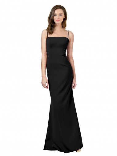 Discount Fit and Flare Slim Crepe Bridesmaid Dress with Cutout Back