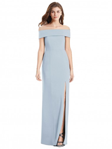 Discount Cuffed Off the Shoulder Long Trumpet Bridesmaid Dress