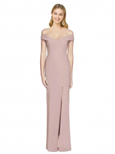 Discount Off the Shoulder Criss Cross Back Trumpet Bridesmaid Dress