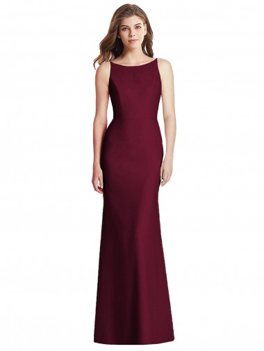 Discount Open Cowl Back Bateau Neck Trumpet Bridesmaid Dress
