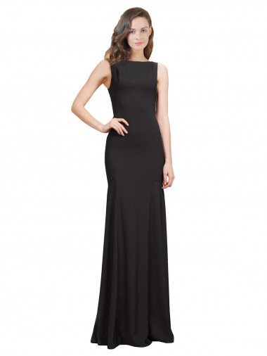 Discount Sleeveless Bateau Neckline Crepe Bridesmaid Dress with Twist Back