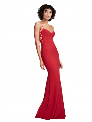 Discount Spaghetti Strap Slip Neckline Crepe Bridesmaid Dress