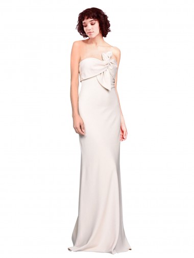 Discount Strapless Crepe Fitted Bridesmaid Dress with Twist Bow