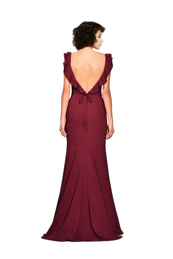 Crepe Slip Bridesmaid Dress with Ruffled Straps