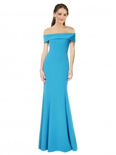 Discount Off the Shoulder Crepe Bridesmaid Dress with Fitted Silhouette