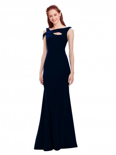 Discount Sleeveless Crepe Mermaid Bridesmaid Dress with Side Slit