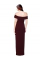 Off the Shoulder Long Crepe Bridesmaid Dress with Waist Tie