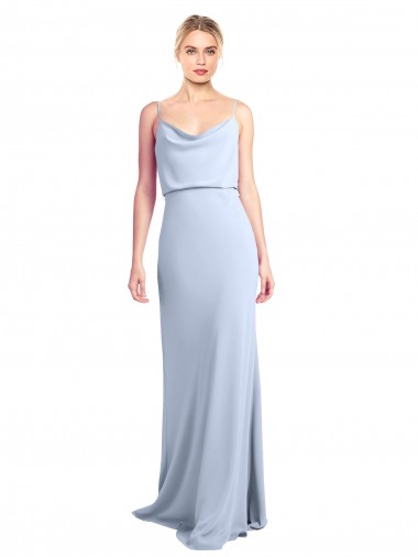 Discount Feminine Cowl Neck Slim Floor Length Stretch Crepe Bridesmaid Dress