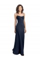 Fit and Flare Scoop Neck Long Sleeveless Stretch Crepe Bridesmaid Dress