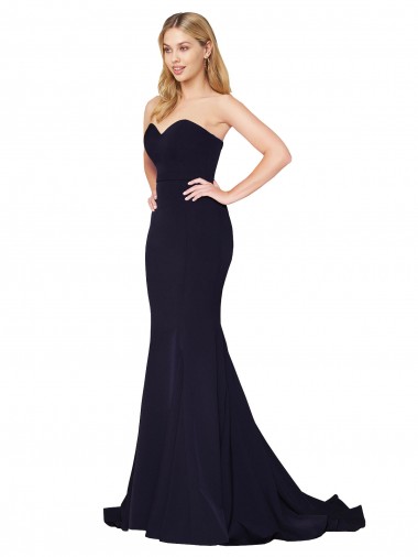 Discount Sweetheart High Neck Sweep Train Sleeveless Crepe Bridesmaid Dress