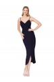 High Neck Spaghetti Straps Crepe Wrap Short Bridesmaid Dress