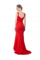 Long Chapel Train Fishtail Maxi Crepe Bridesmaid Dress with Sweetheart Neckline