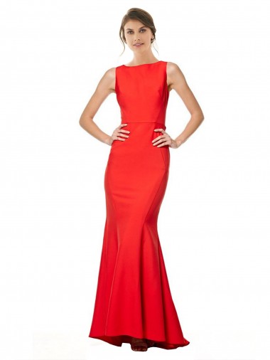 Discount High Neck Maxi Crepe Bridesmiad Dress with Exaggerated Back Ruffle