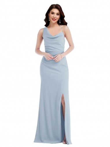 Discount One Shoulder Draped Cowl Neck Maxi Bridesmaid Dress