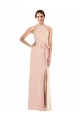 Halter Criss Cross Cutout Back Maxi Bridesmaid Dress
