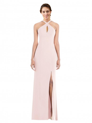 Discount Criss Cross Halter Princess Line Trumpet Bridesmaid Dress