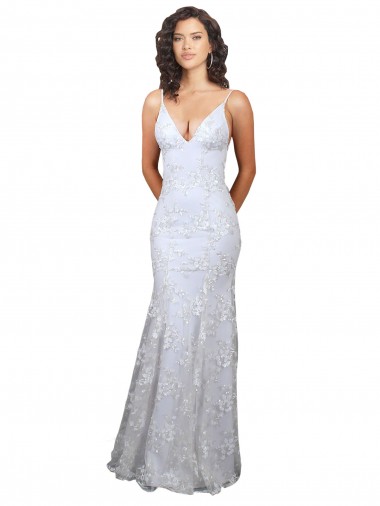 Discount V-Neckline Backless Floral Patterned Sequin Bridesmaid Dress