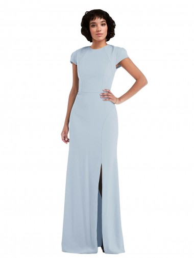 Discount Cap Sleeve Cutout Tie Back Trumpet Bridesmaid Dress