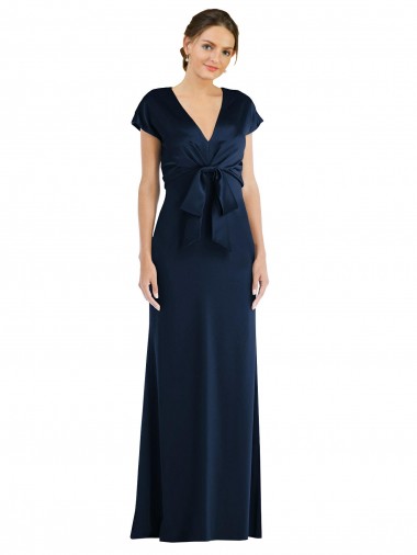 Discount Soft Bow Blouson Bodice Trumpet Bridesmaid Dress