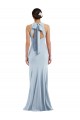 Cutout Open Back Halter Maxi Bridesmaid Dress with Scarf Tie