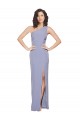 Floor Length One Shoulder Crepe Bridesmaid Dress with Pencil Skirt and Side Split