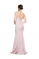 Straight Neck Long Strapless Crepe Bridesmaid Dress with Soft Tulle Overlay and Small Train