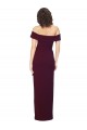 Fitted Full Length Off the Shoulder Crepe Bridesmaid Dress with Side Split and Waist Tie
