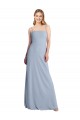 Straight Neckline Crepe Slip Bridesmaid Dress with Strappy Back